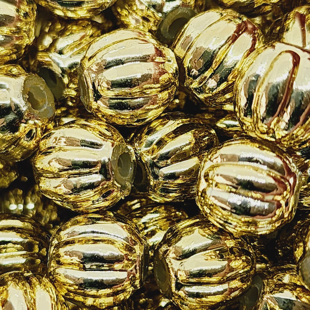 10mm Onion (50) - Gold - Vintage Metalised Beads