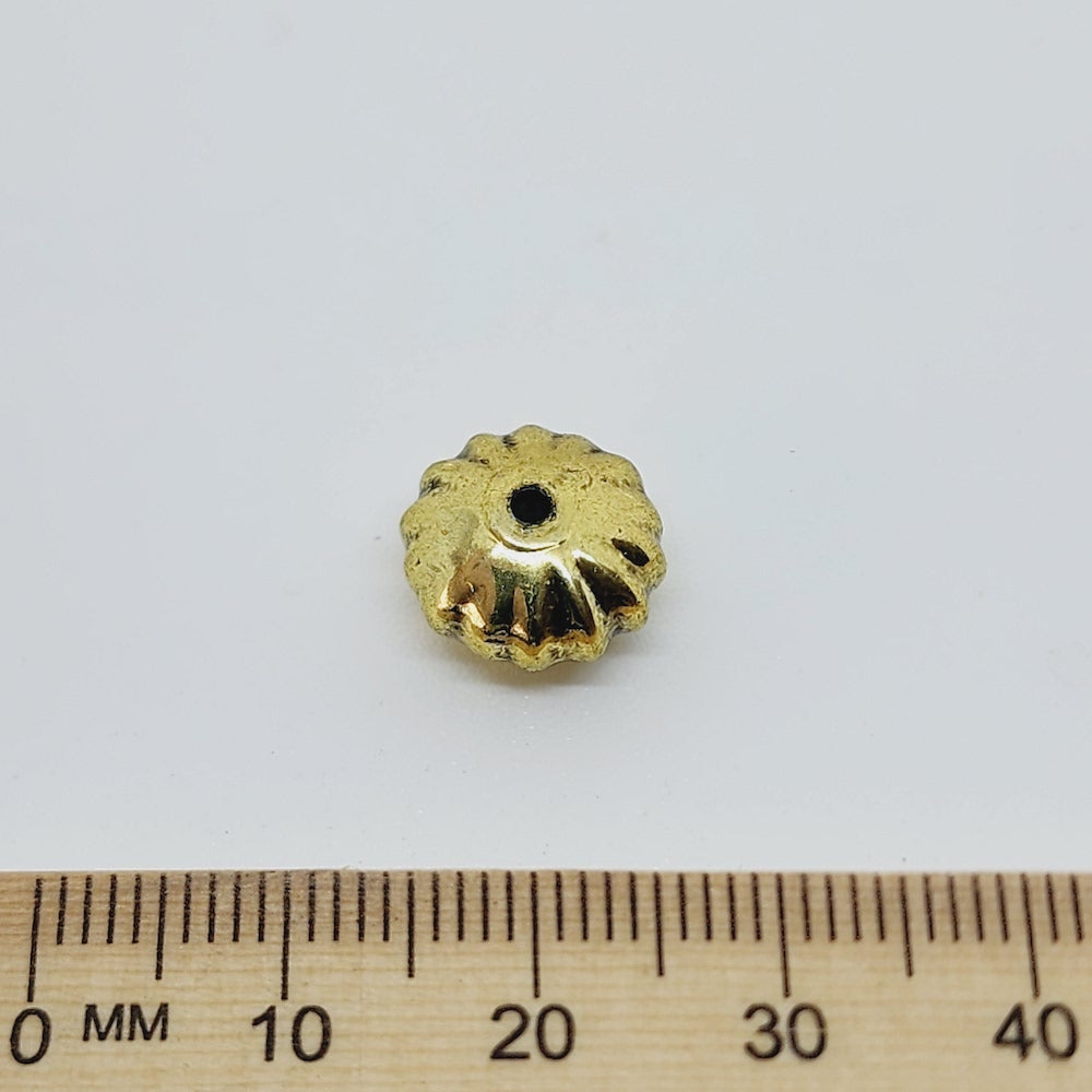 8x12mm Fluted Wheel (25) - Antique Gold - Vintage Metalised Beads
