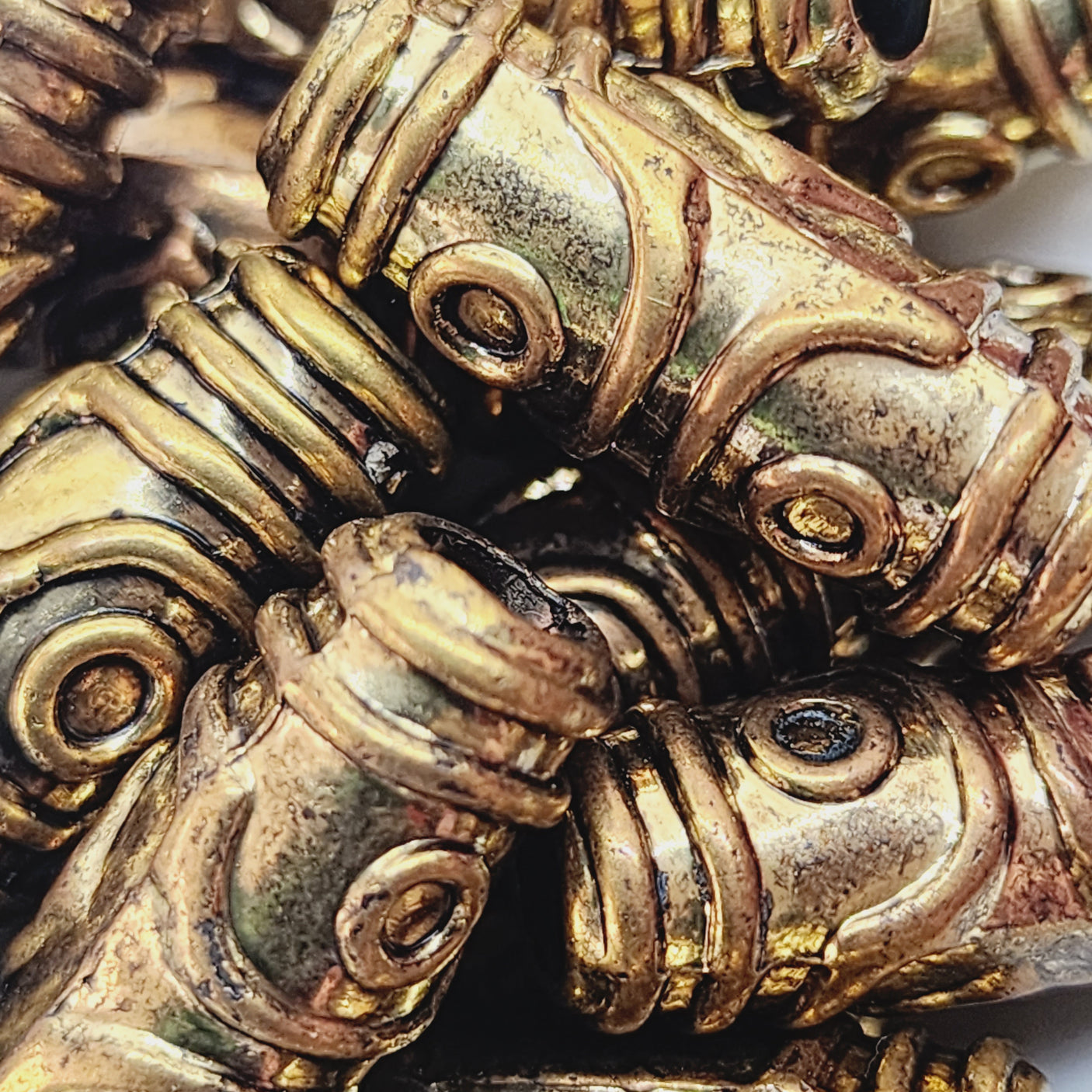 28x11mm Tube (10) - Antique Gold - Persian Style Vintage Beads