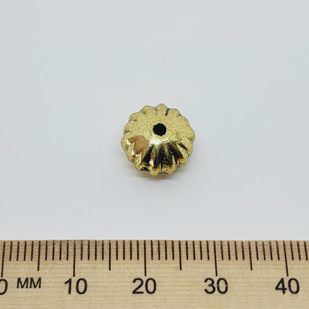 8x12mm Fluted Wheel (25) - Gold - Vintage Metalised Beads