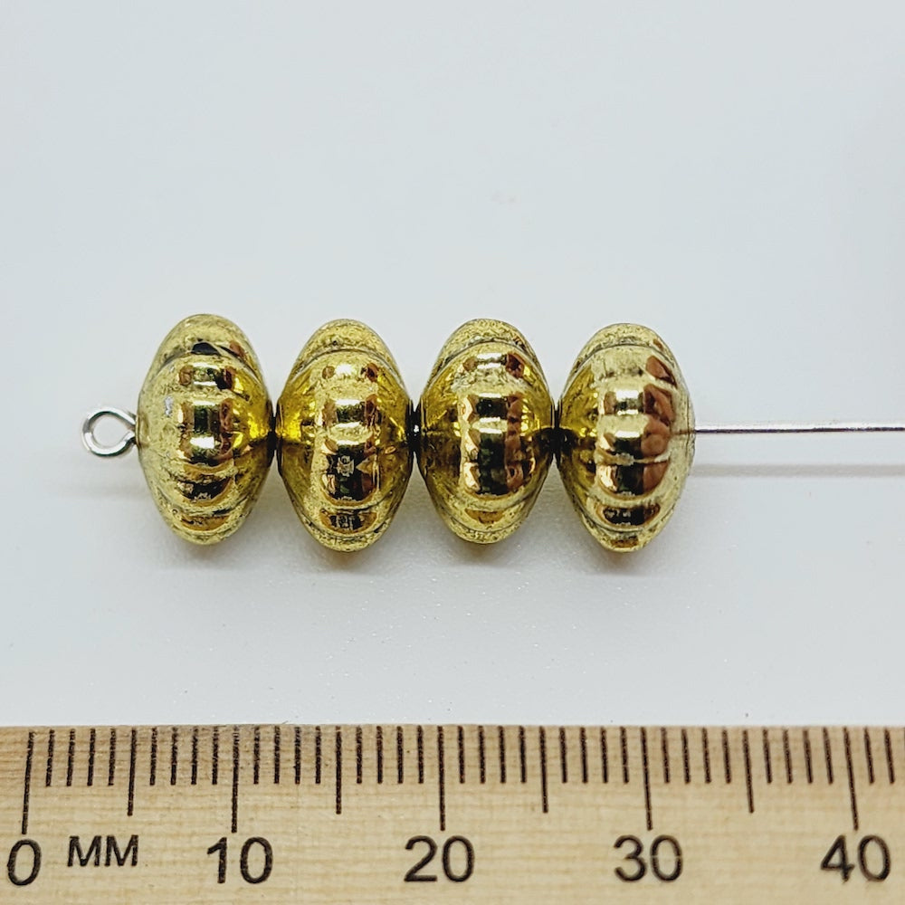 8x12mm Fluted Wheel (25) - Gold - Vintage Metalised Beads