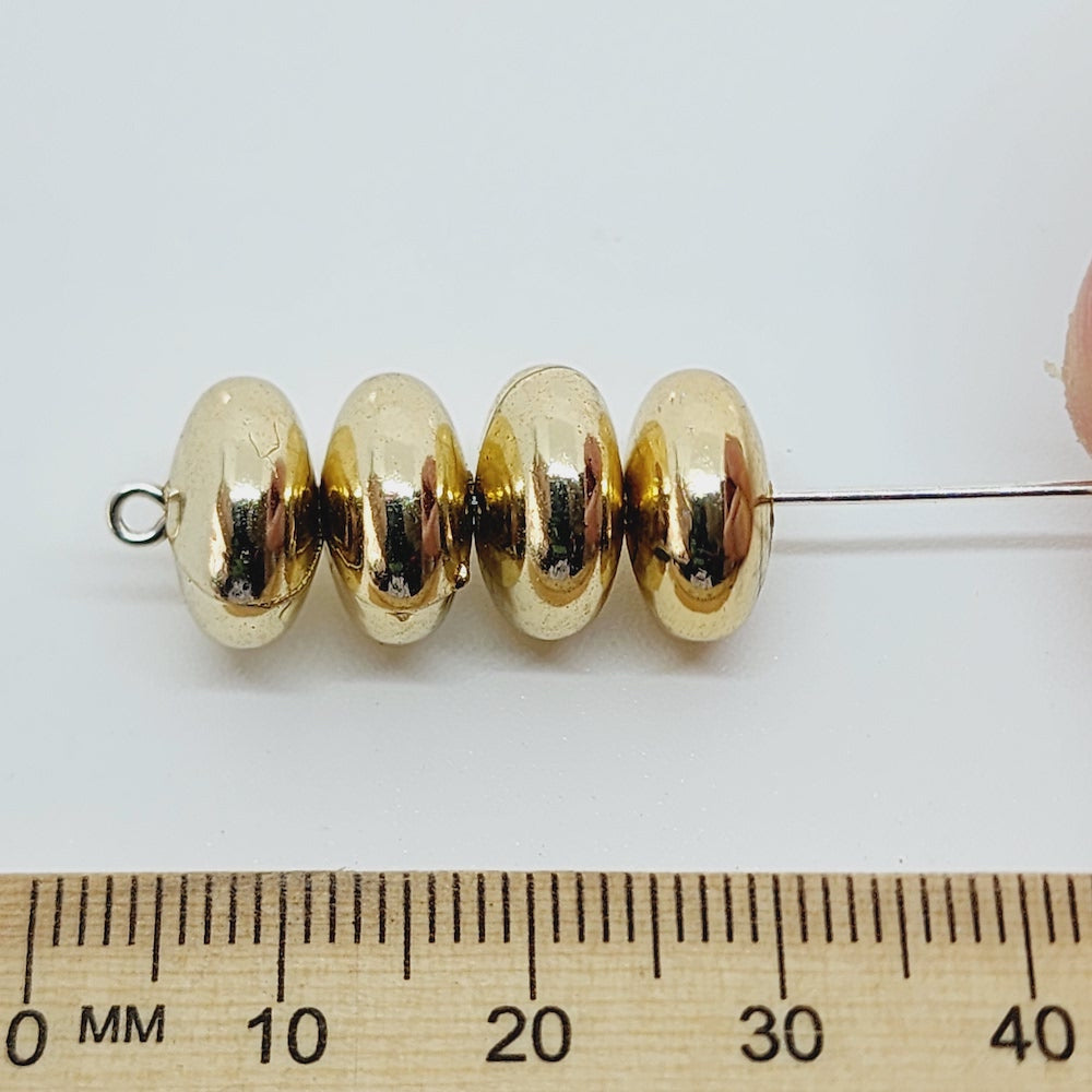 7x12mm Rondelle (50) - Gold - Vintage Metalised Beads