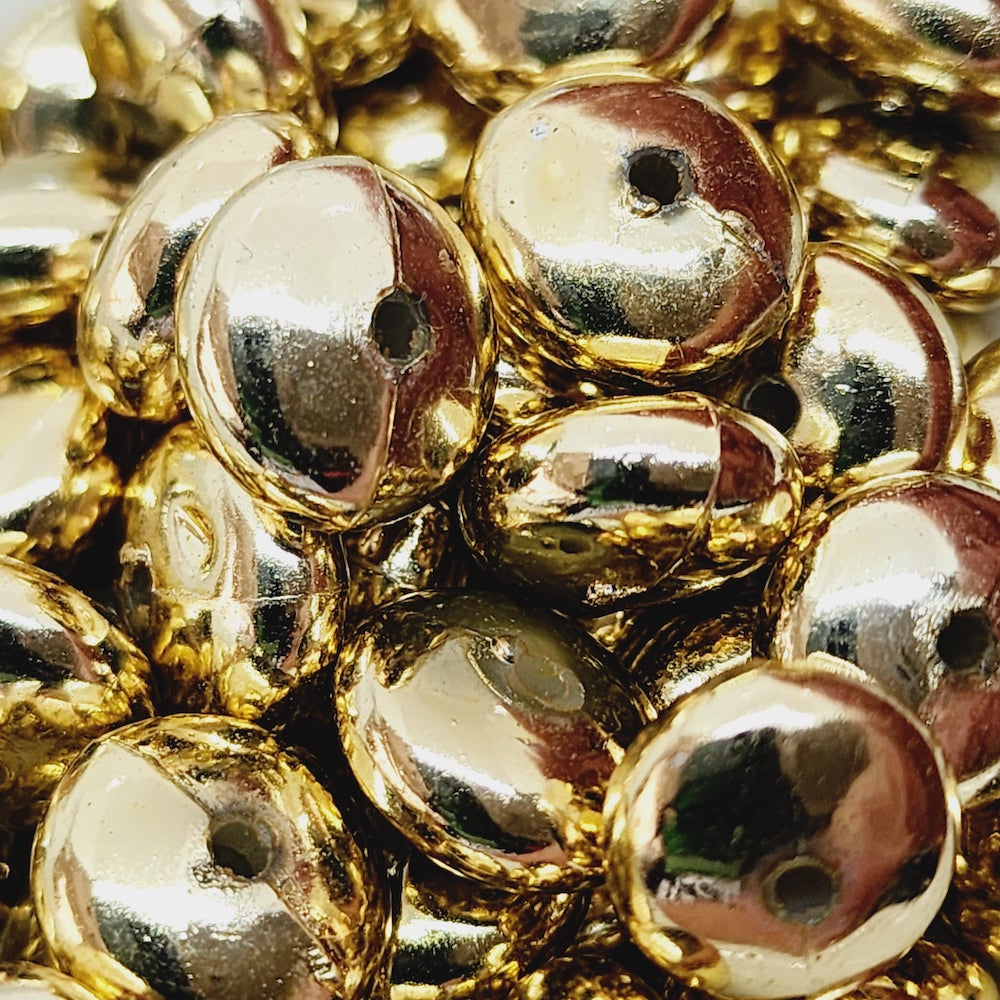 7x12mm Rondelle (50) - Gold - Vintage Metalised Beads
