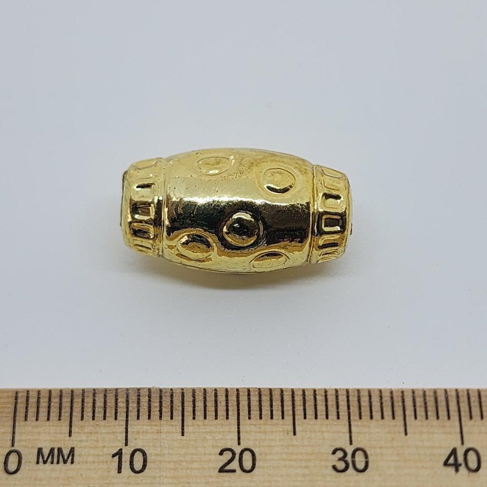 22x12mm Barrel (25) - Gold - Vintage Metalised Beads