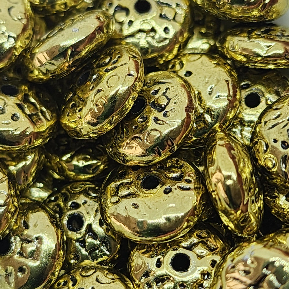 6x13mm Rondelle (25) - Antique Gold - Vintage Metalised Beads