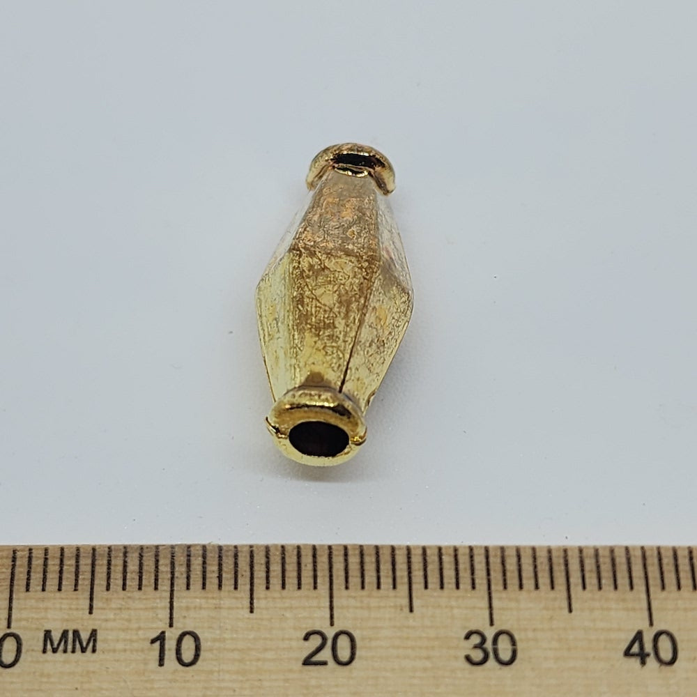 21x12mm Bicone (10) - Bright Gold - Vintage Metalised Beads