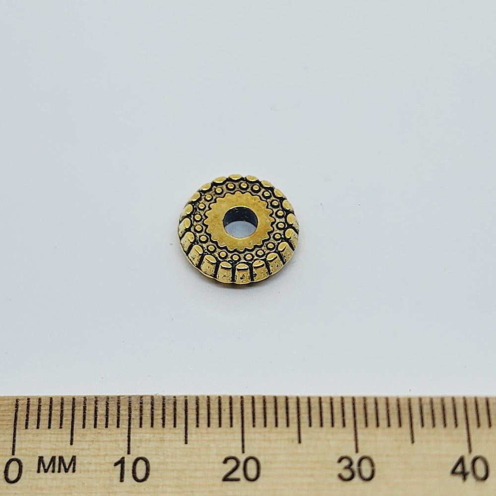 3x12mm Wheel (25) - Antique Gold - Vintage Metalised Beads