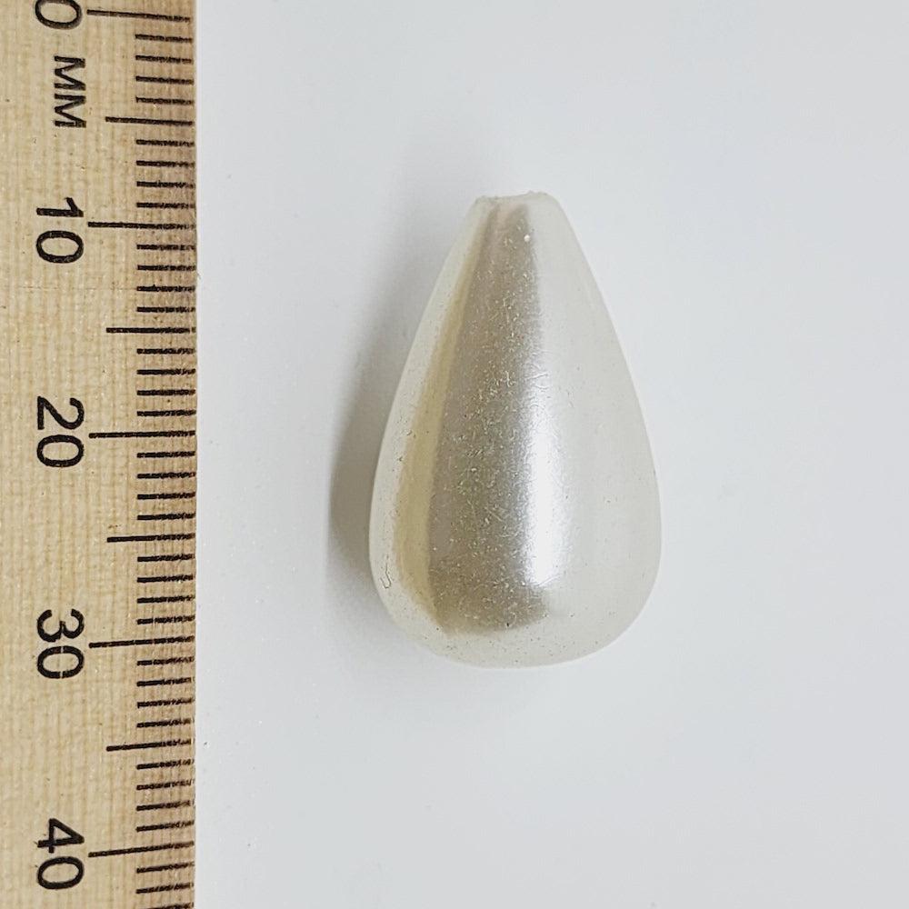 20x10mm Teardrop (10) - White - Centre Drilled - Acrylic Vintage Pearls