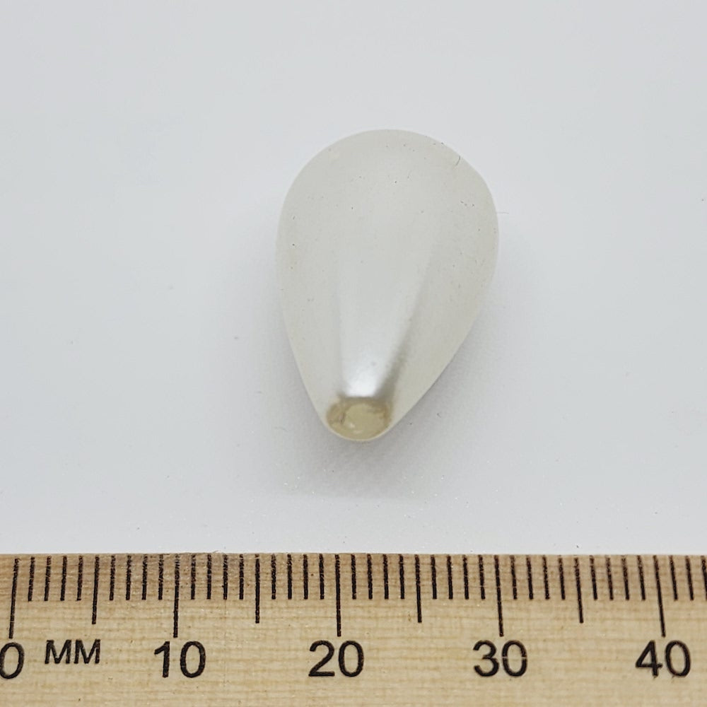 20x10mm Teardrop (10) - White - Centre Drilled - Acrylic Vintage Pearls