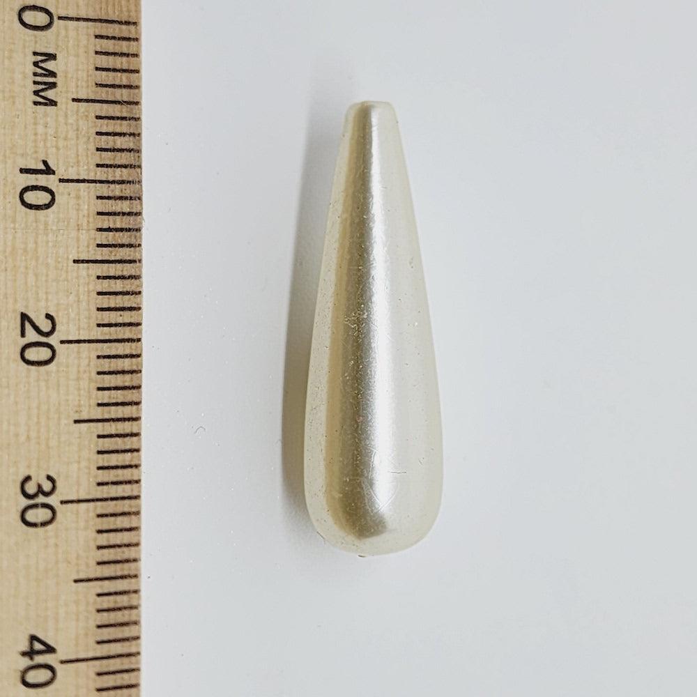 30x9mm Teardrop (25) - Cream - Centre Drilled - Acrylic Vintage Pearls