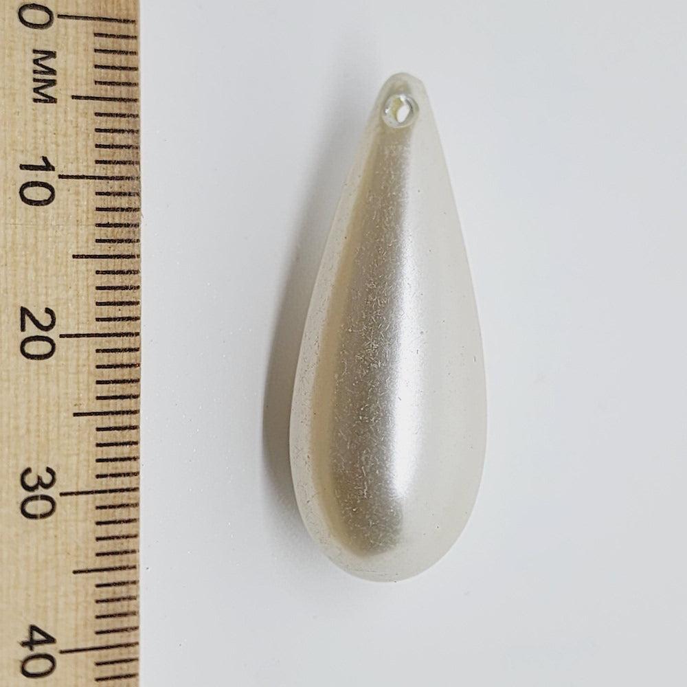 34x13mm Drop (10) - White - Top Drilled - Acrylic Vintage Pearls