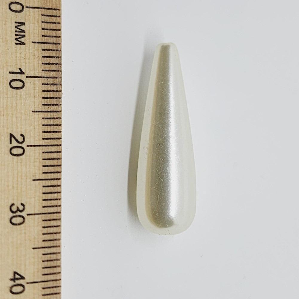 30x9mm Teardrop (25) - White - Centre Drilled - Acrylic Vintage Pearls