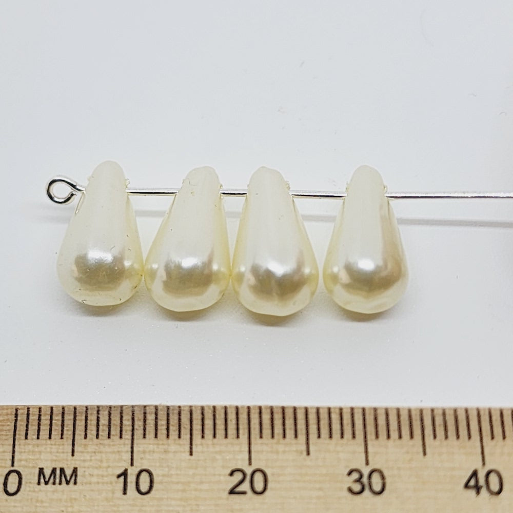 14x9mm Drop (25) - Cream - Top Drilled - Acrylic Vintage Pearls