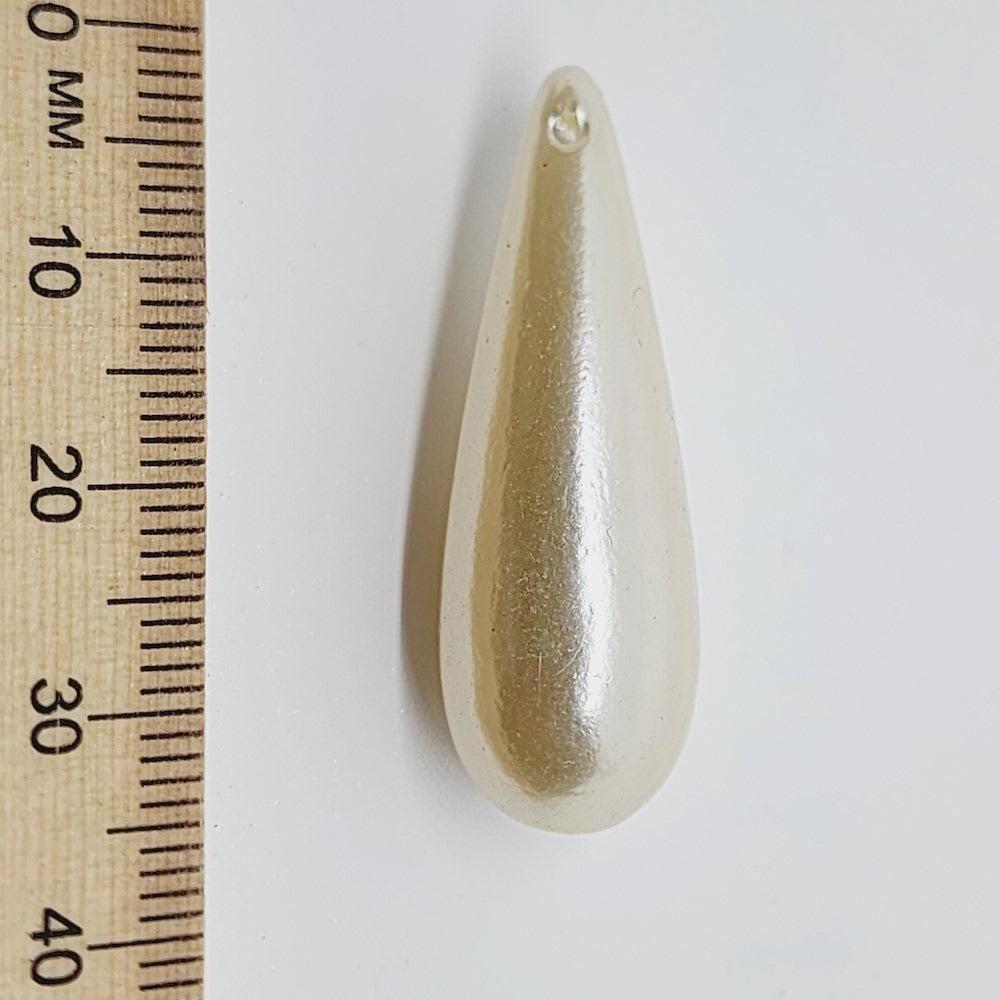 34x13mm Drop (10) - Cream - Top Drilled - Acrylic Vintage Pearls