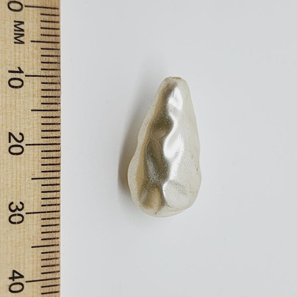 22x12mm Baroque Teardrop (10) - Cream - Centre Drilled -Acrylic Vintage Pearls