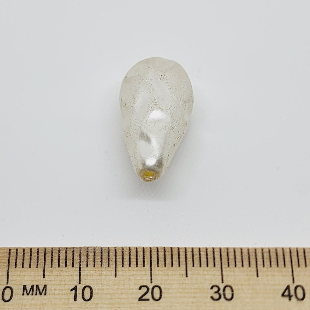 22x12mm Baroque Teardrop (10) - Cream - Centre Drilled -Acrylic Vintage Pearls