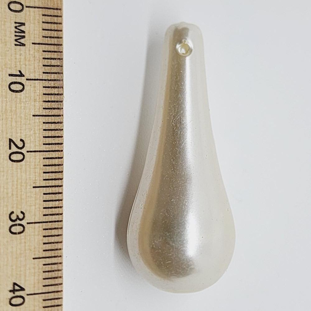 40x16mm Drop (10) - White - Top Drilled - Acrylic Vintage Pearls