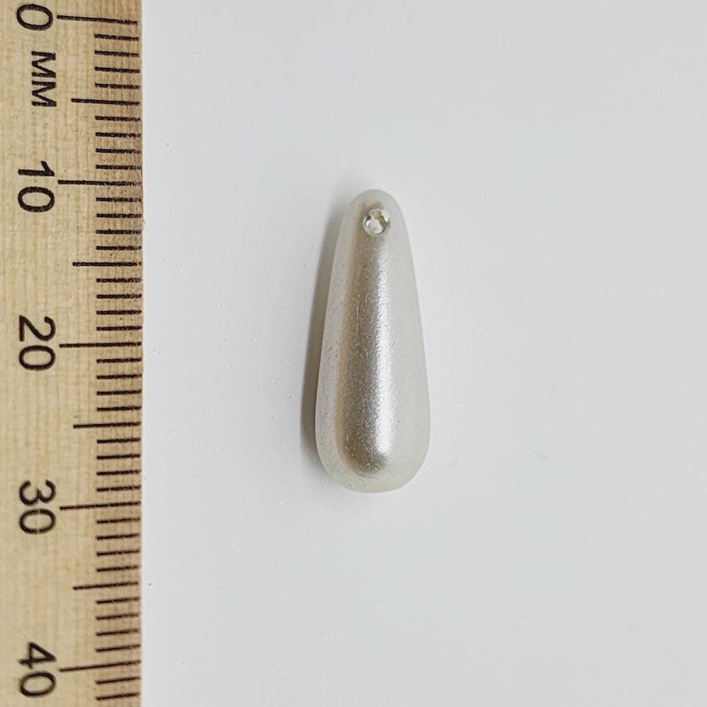 20x8mm Drop (25) - White - Top Drilled - Acrylic Vintage Pearls