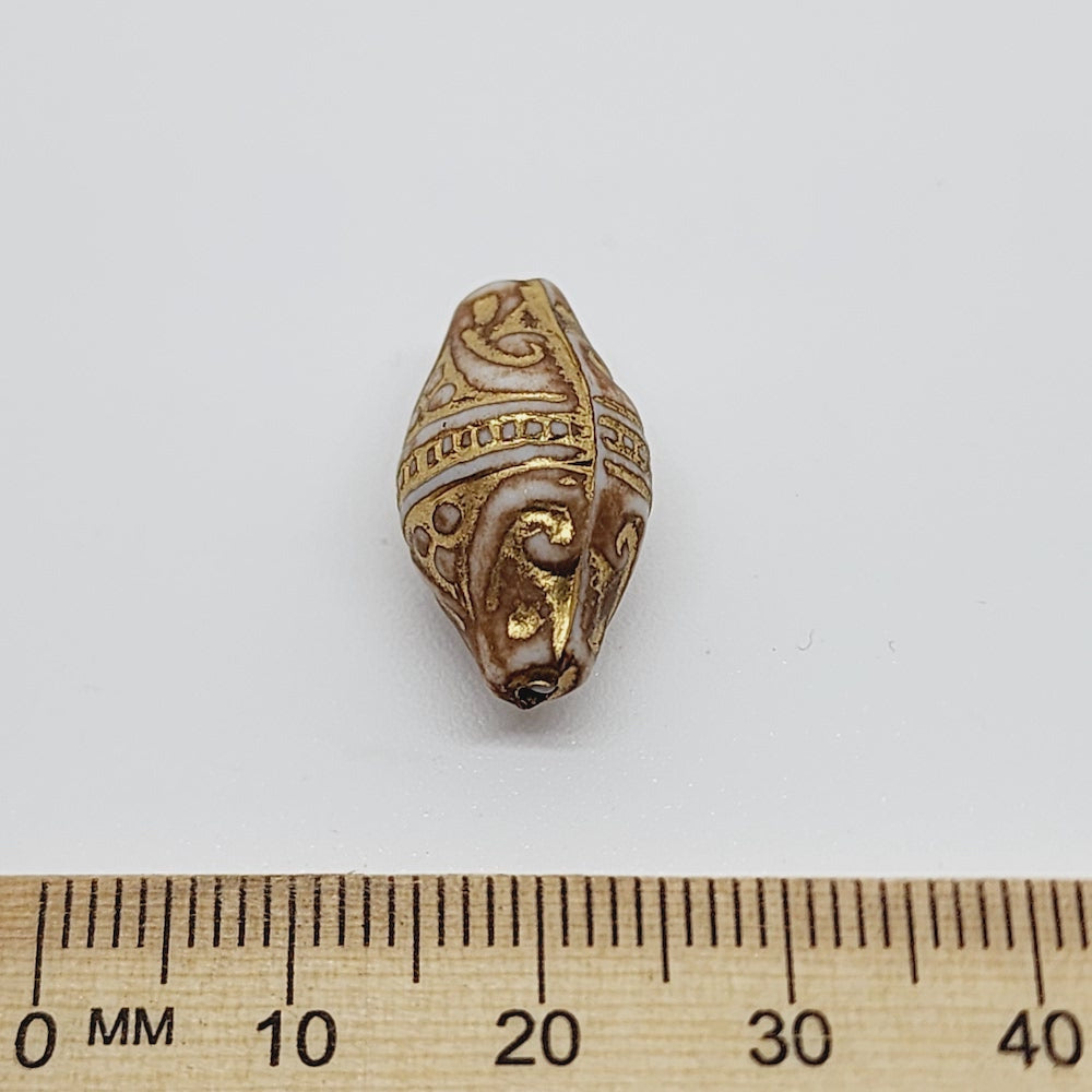 20x11mm Bicone (10) - Matte Lt Pink/Gold - Vintage Art Deco Style Lucite Beads