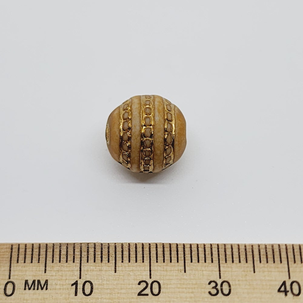 12mm Round (10) - Matte Caramel/Gold - Vintage Art Deco Style Lucite Beads