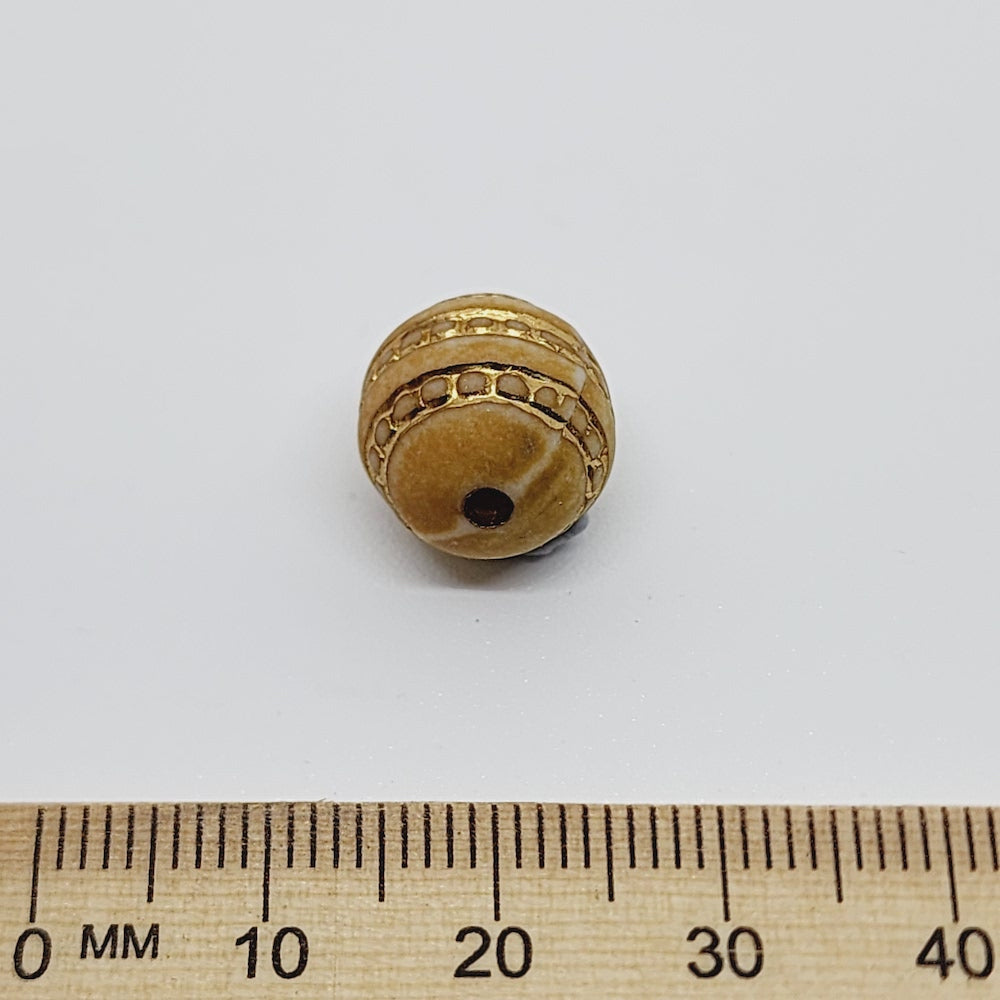 12mm Round (10) - Matte Caramel/Gold - Vintage Art Deco Style Lucite Beads