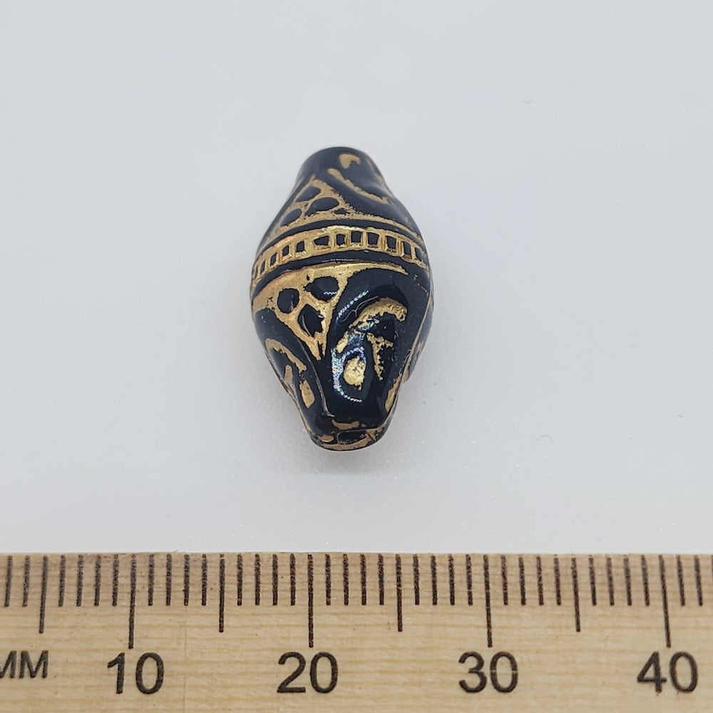 20x11mm Bicone (10) - Black/Gold - Vintage Art Deco Style Lucite Beads