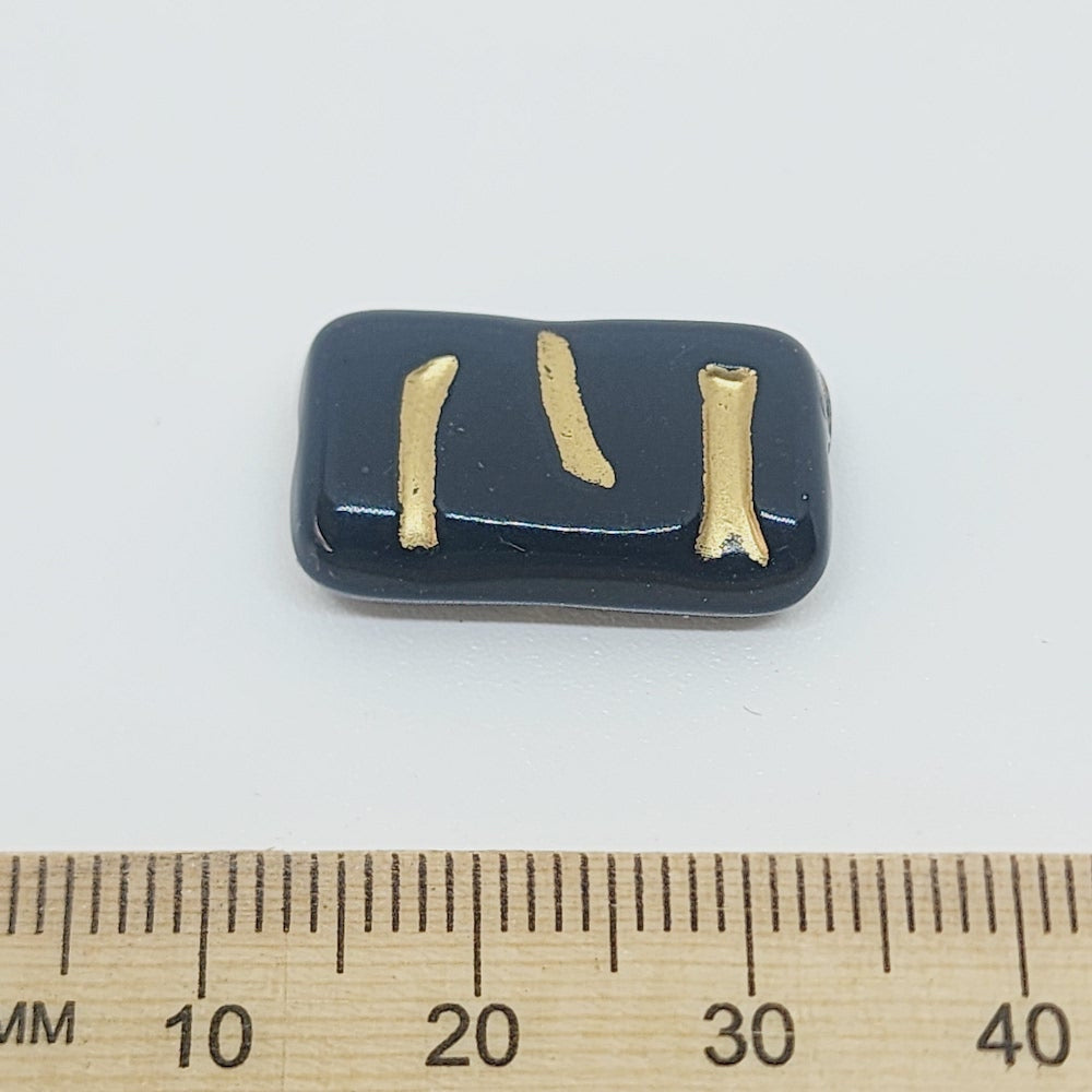 22x12mm Flat Rectangle (10) - Black/Gold - Vintage Art Deco Style Lucite Beads