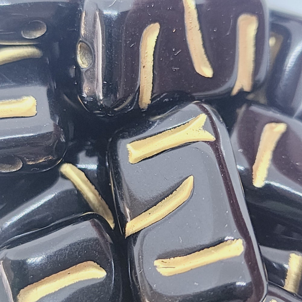 22x12mm Flat Rectangle (10) - Black/Gold - Vintage Art Deco Style Lucite Beads