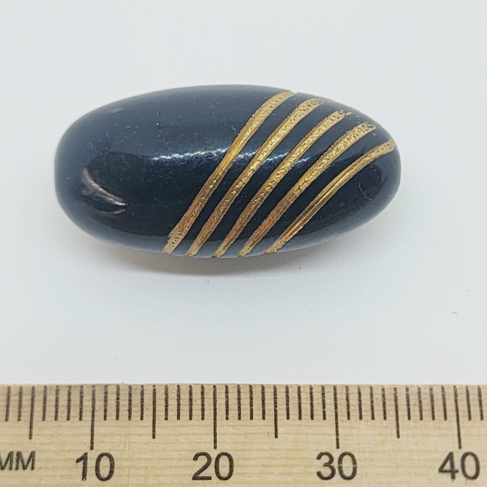 30x15mm Oval (10) - Black/Gold - Vintage Art Deco Style Lucite Beads