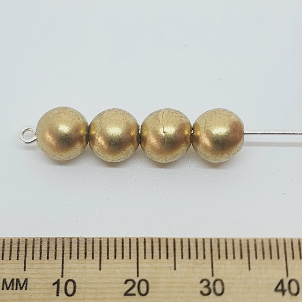 8mm Round (50) - Matte Gold