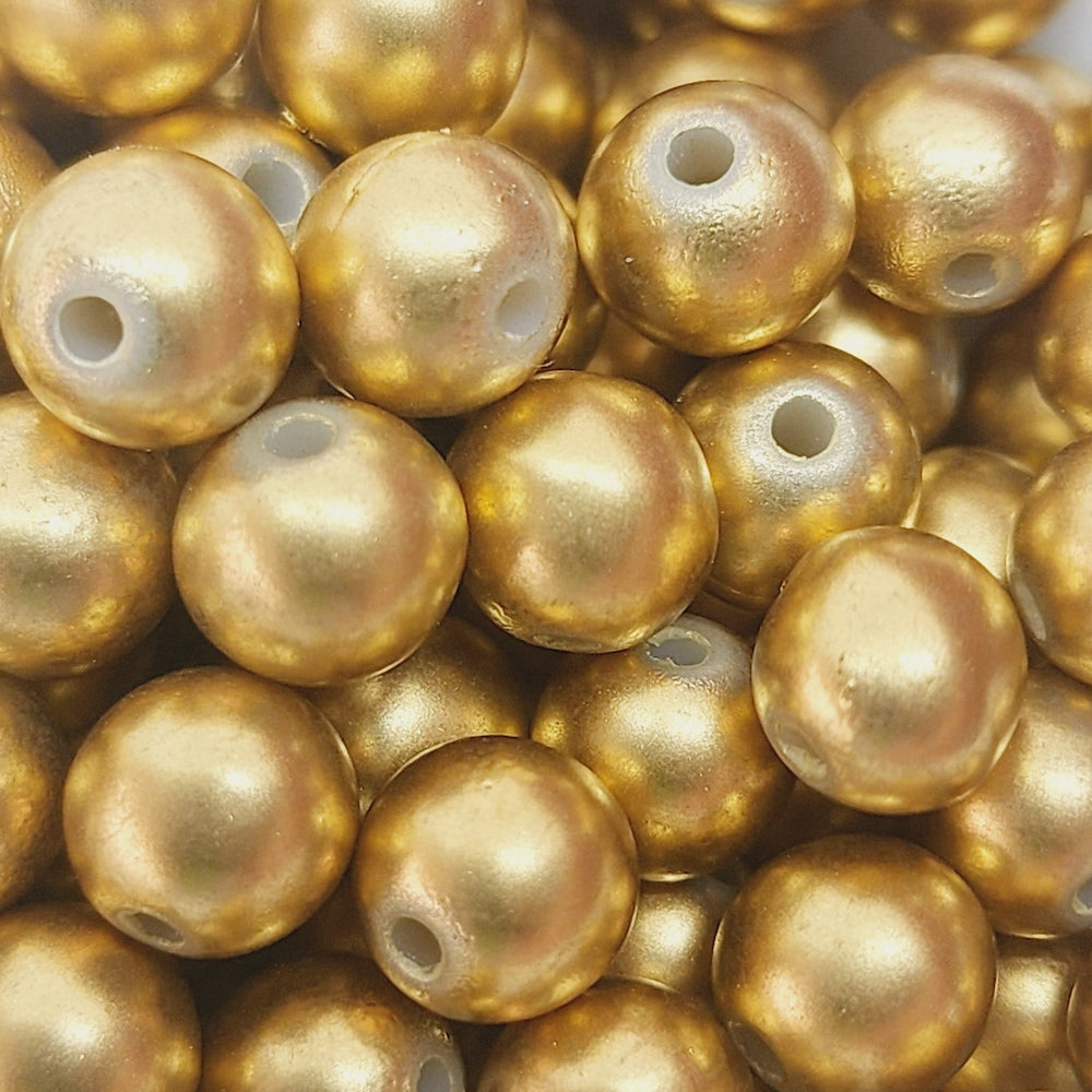 8mm Round (50) - Matte Gold