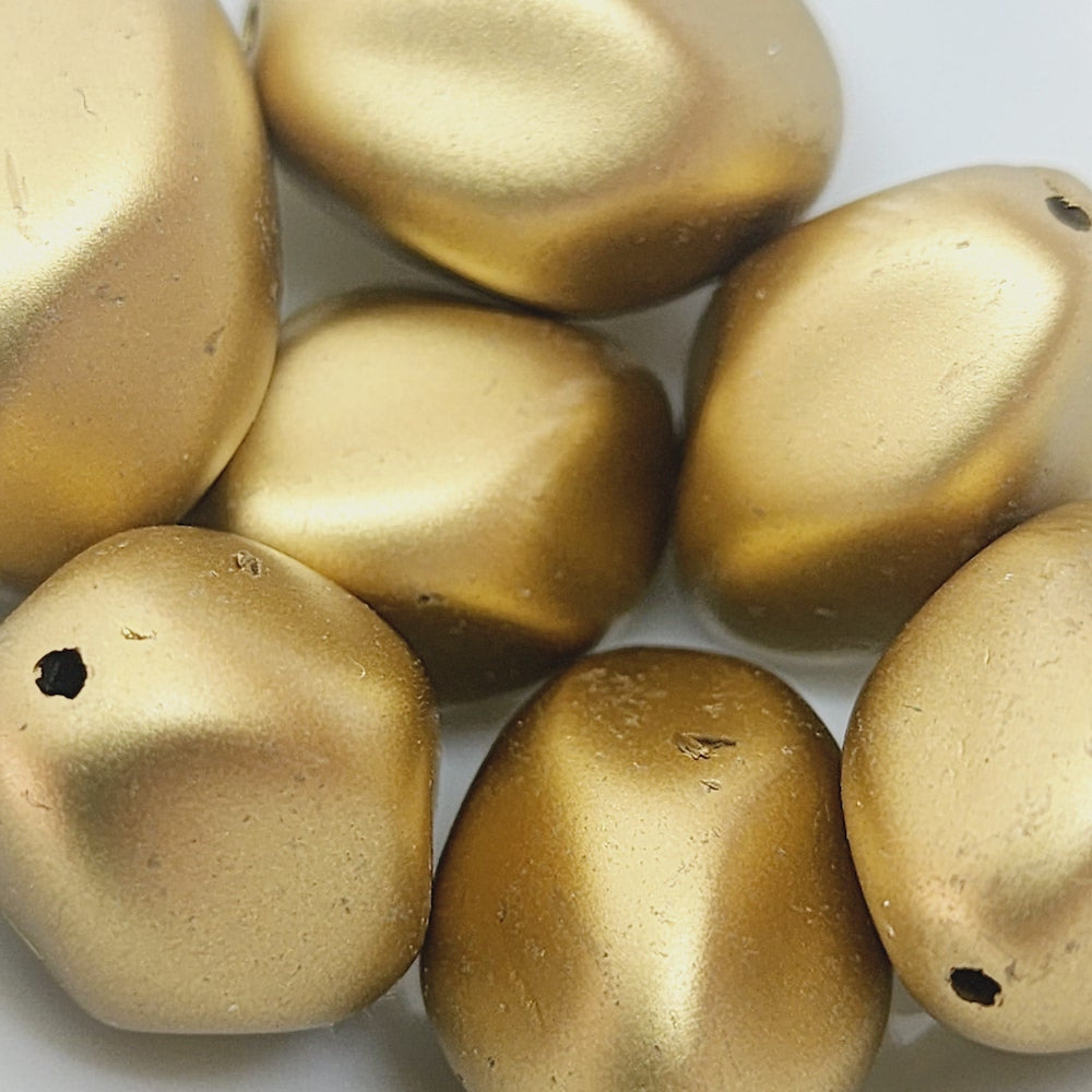 20x14mm Nugget (10) - Matte Gold - Vintage Art Deco Style Lucite Beads
