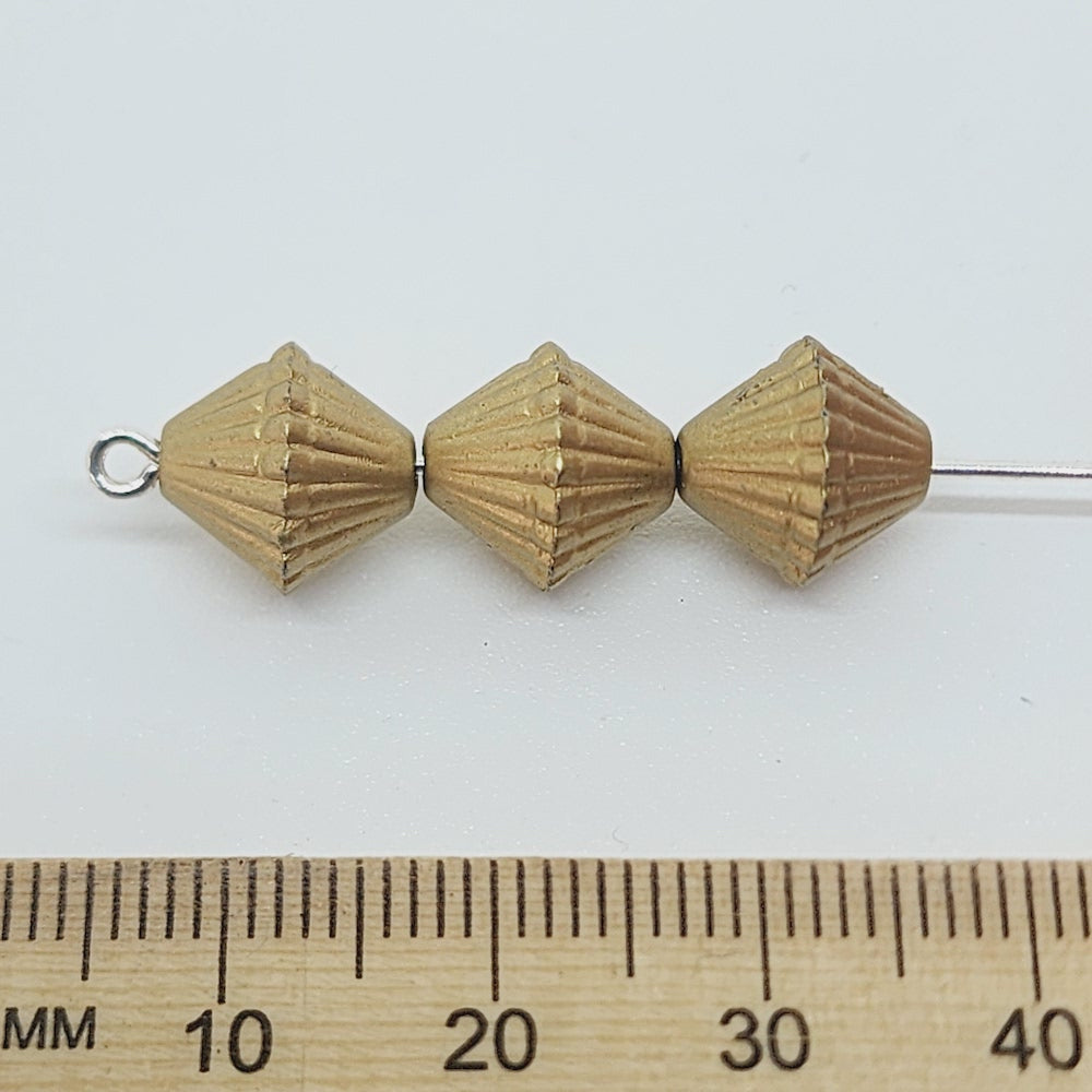 10mm Bicone (25) - Matte Gold - Vintage Art Deco Style Lucite Beads