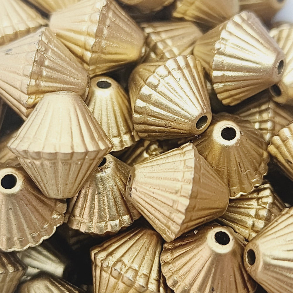 10mm Bicone (25) - Matte Gold - Vintage Art Deco Style Lucite Beads