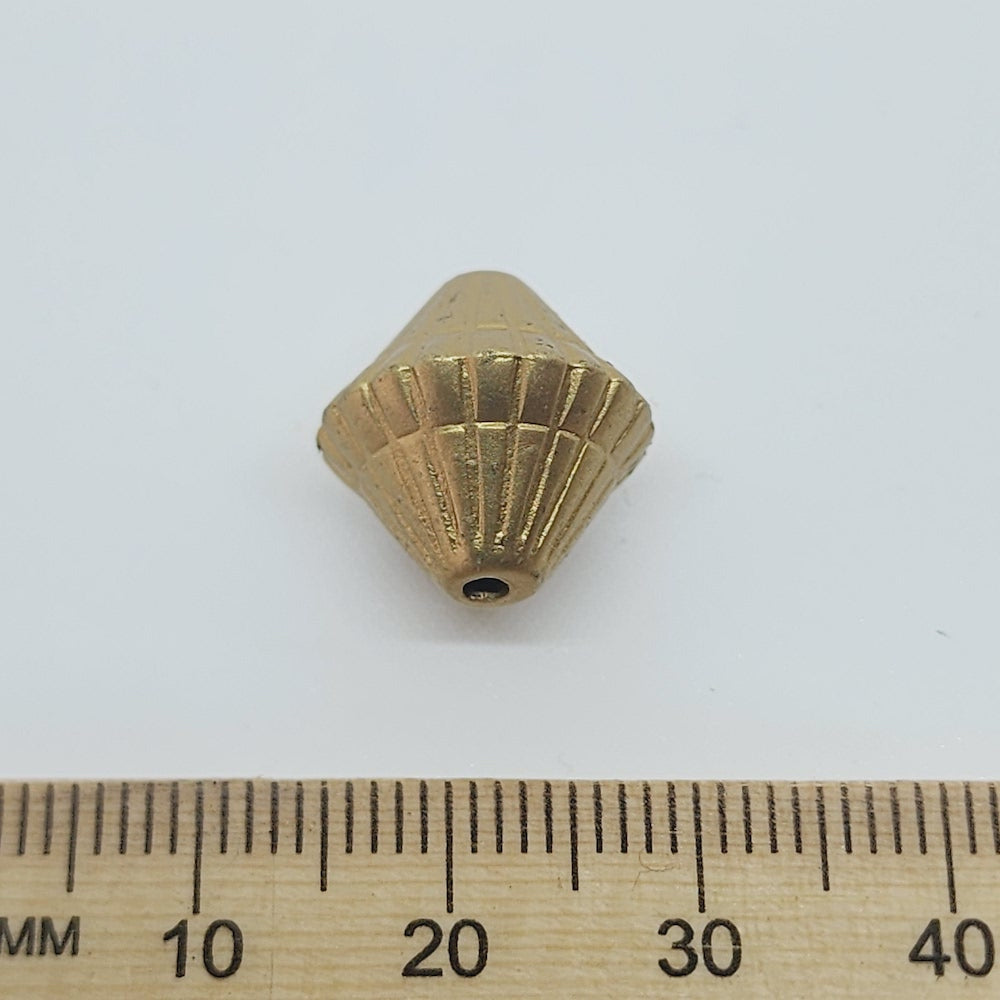 14mm Bicone (10) - Matte Gold - Vintage Art Deco Style Lucite Beads