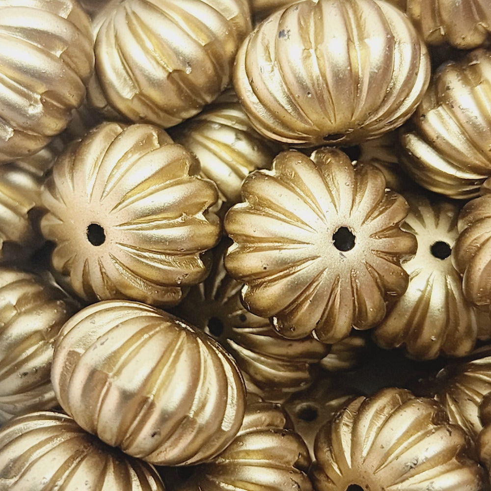 8x12mm Melon (10) - Matte Gold - Vintage Art Deco Style Lucite Beads