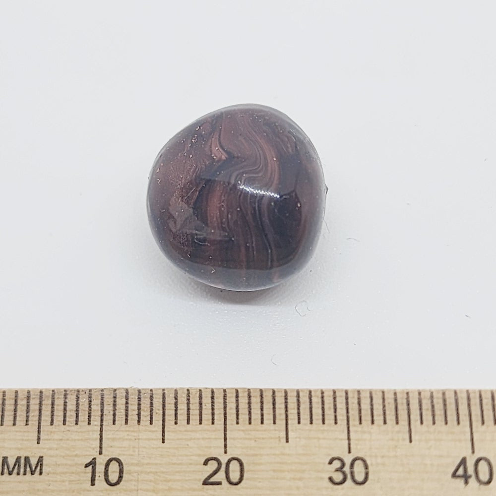 14mm Nut (10) - Dark Brown - Vintage Wood Veneer Marbled Effect Beads