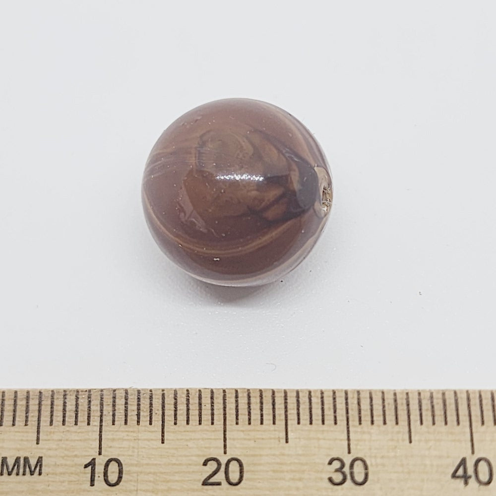 16mm Round (10) - Medium Brown - Vintage Wood Veneer Marbled Effect Beads