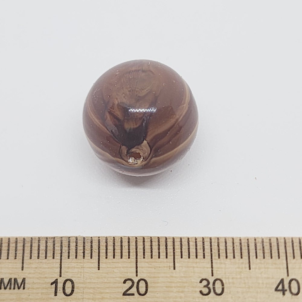 16mm Round (10) - Medium Brown - Vintage Wood Veneer Marbled Effect Beads