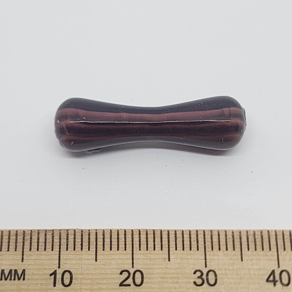 28x8mm Dogbone (25) - Dark Brown - Vintage Wood Veneer Marbled Effect Beads