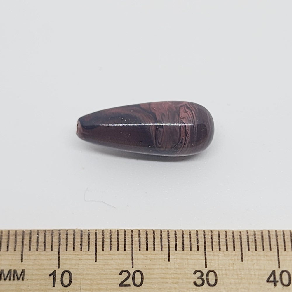 20x7mm Teardrop (25) - Dark Brown - Vintage Wood Veneer Marbled Effect Beads