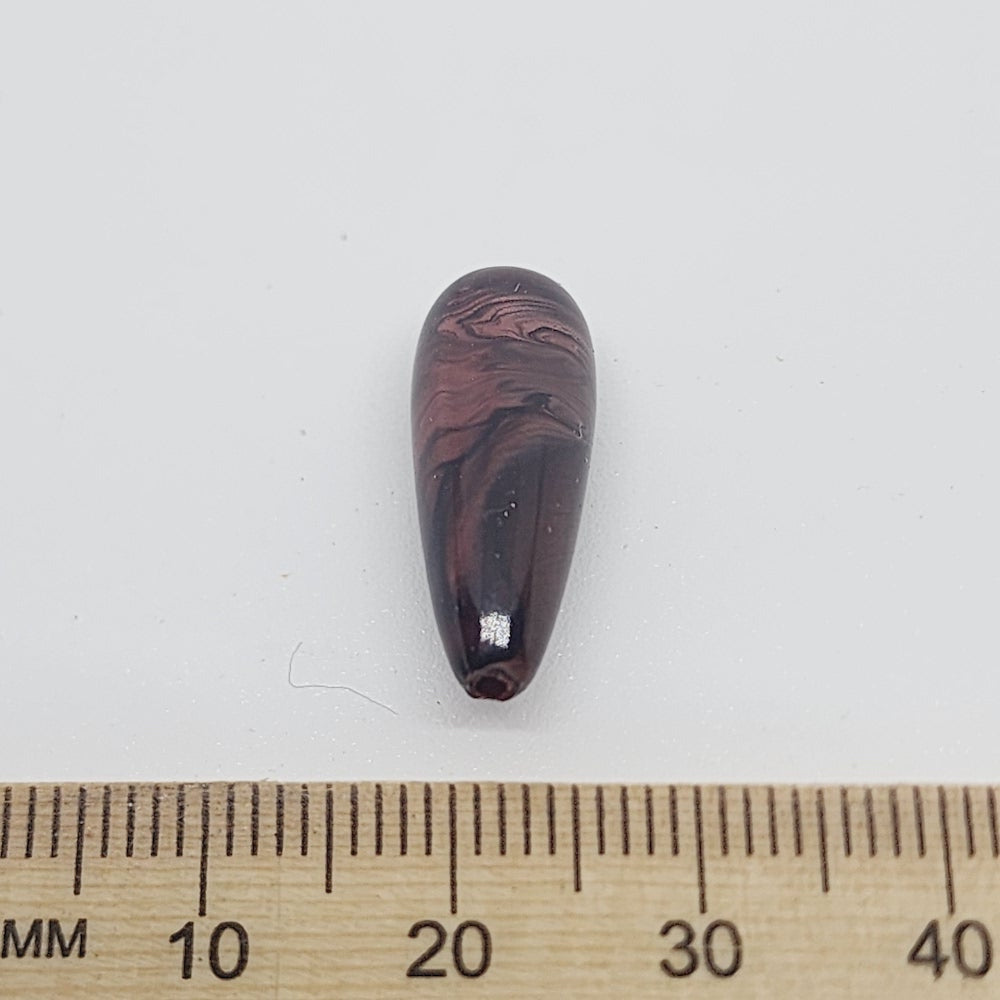 20x7mm Teardrop (25) - Dark Brown - Vintage Wood Veneer Marbled Effect Beads
