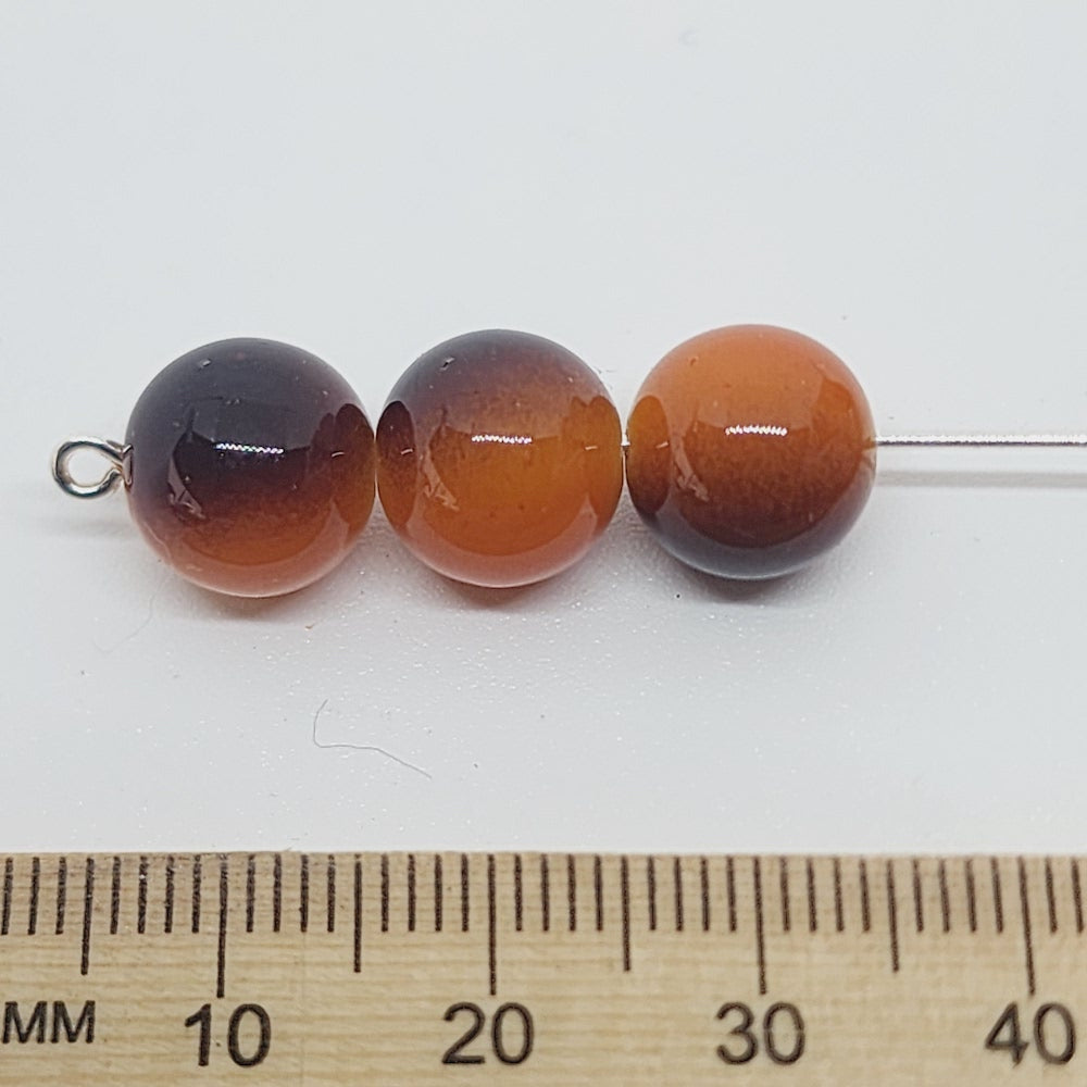 10mm Round (25) - Tan/Black - Vintage Lucite Beads