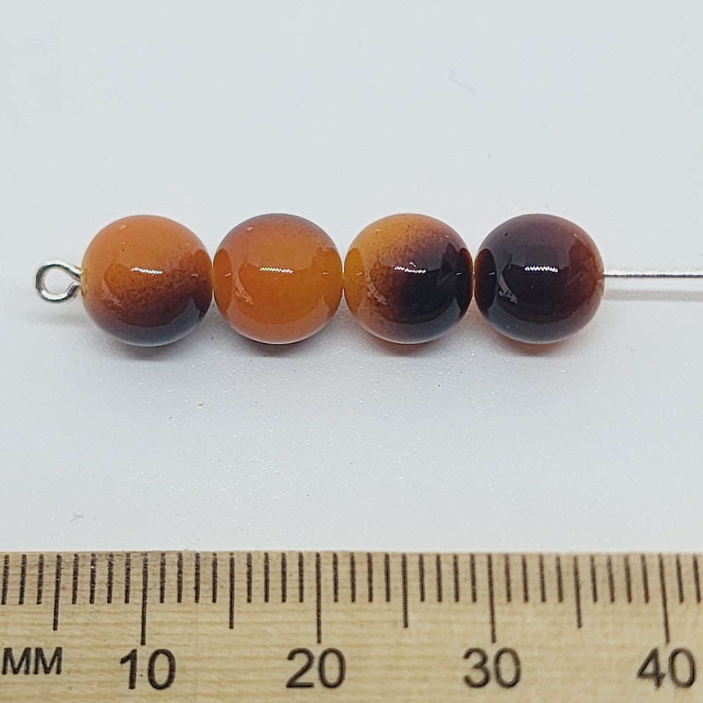 8mm Round (25) - Tan/Black - Vintage Lucite Beads