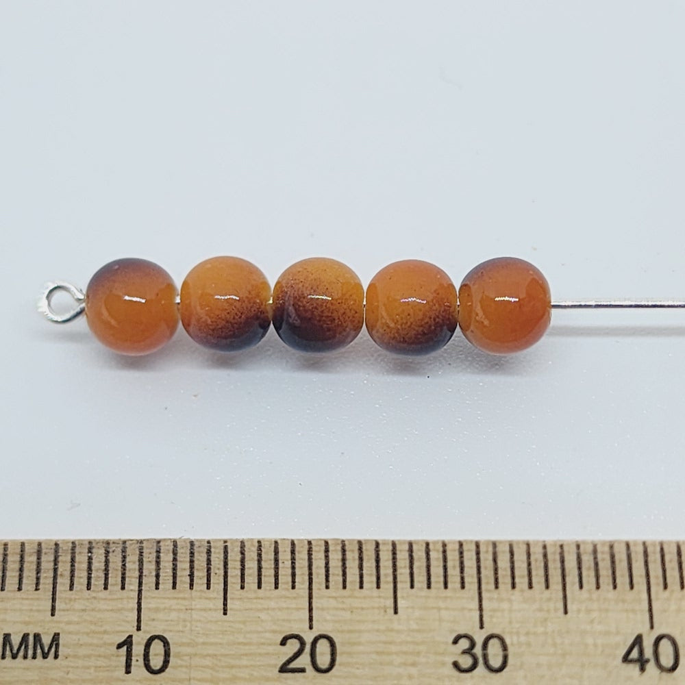 6mm Round (50) - Tan/Black - Vintage Lucite Beads