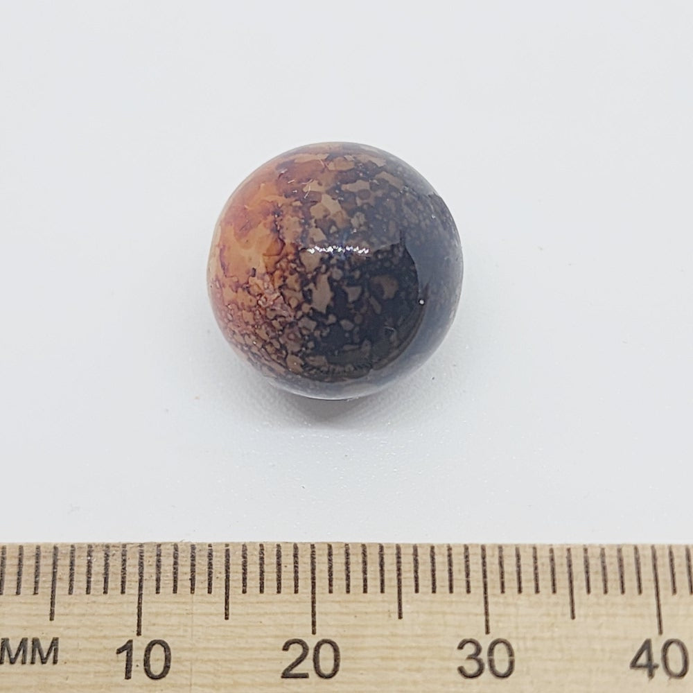 16mm Round (10) - Black Bubble Glaze over Tan - Vintage Lucite Beads