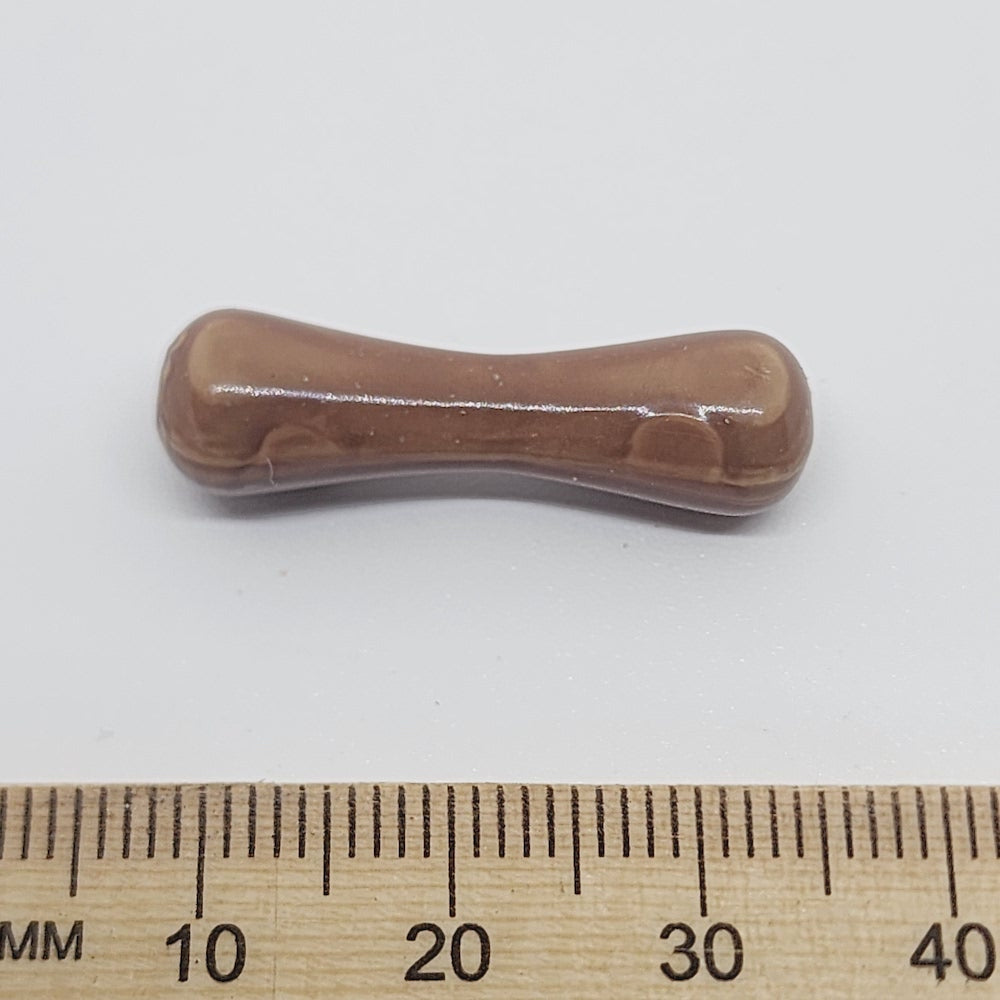 28x8mm Dogbone (25) - Medium Brown - Vintage Wood Veneer Marbled Effect Beads