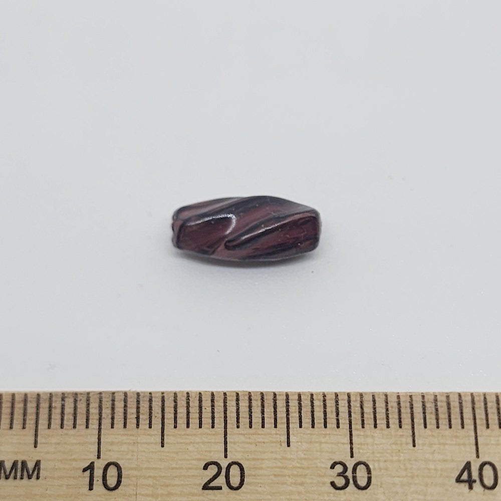13x5mm Twist (50) - Dark Brown - Vintage Wood Veneer Marbled Effect Beads