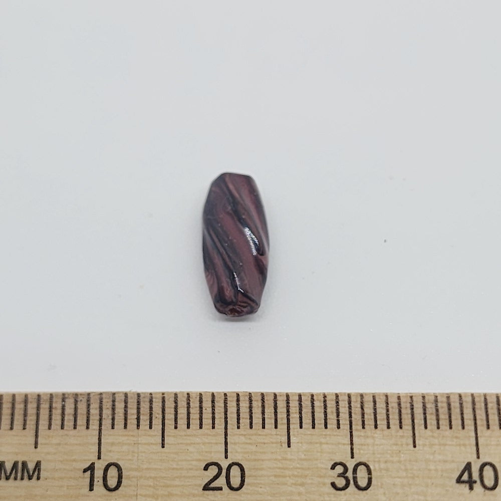 13x5mm Twist (50) - Dark Brown - Vintage Wood Veneer Marbled Effect Beads