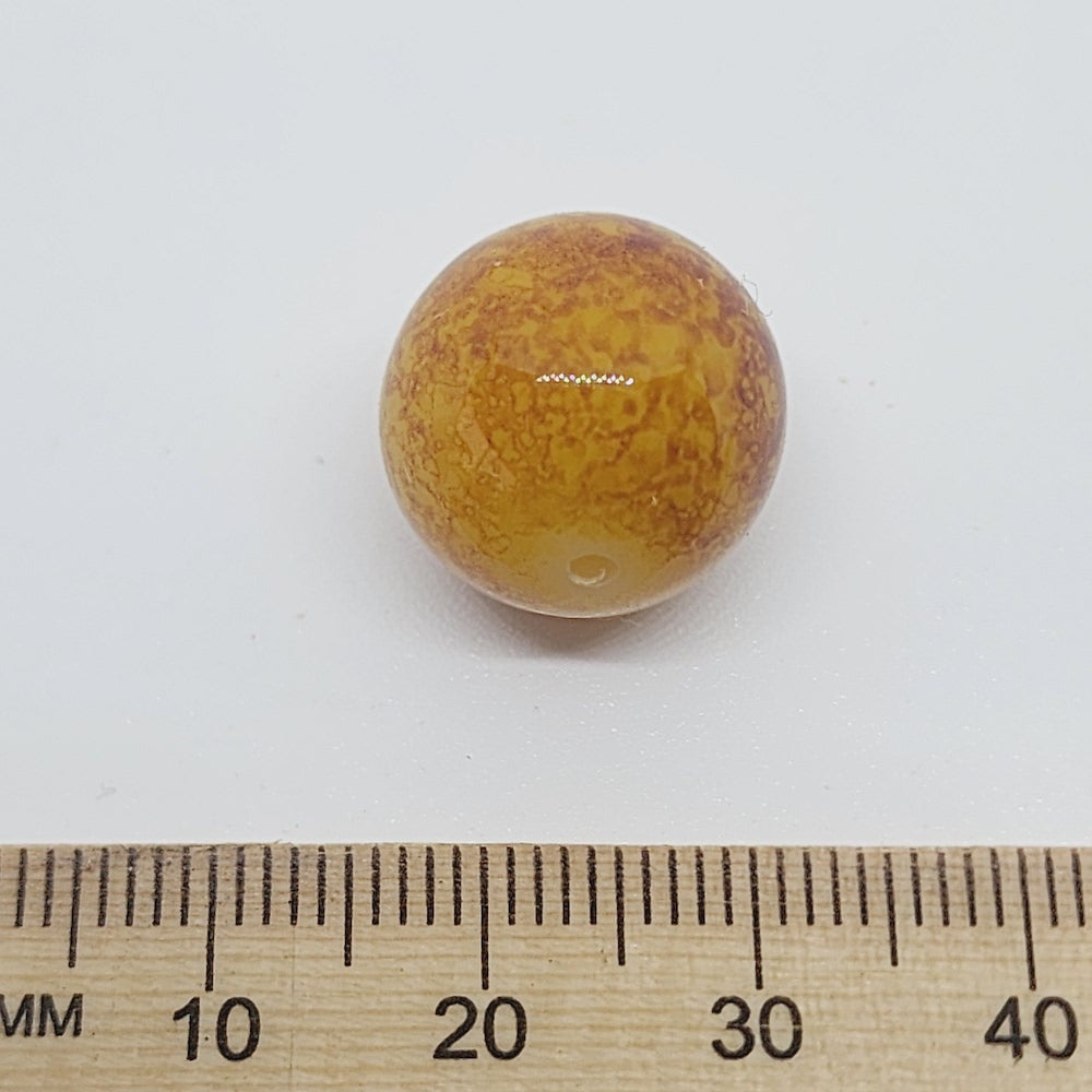 16mm Round (10) - Mustard Bubble Glaze over Cream - Vintage Lucite Beads